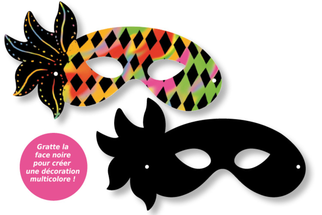 Scratching Venetian Masks - 4 Pieces - 4 - Scratch and Punch Cards - 10doigts.com - Cartes à gratter et à poinçonner : révélez votre créativité en relief - 10doigts.fr