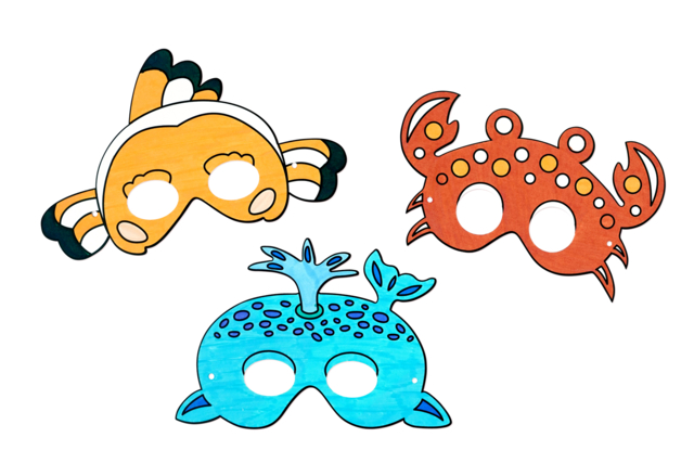 Marine Animal Masks - 4 Pieces - 2 - Coloring Masks - 10doigts.com - Masques à colorier pour enfants - 10doigts.fr
