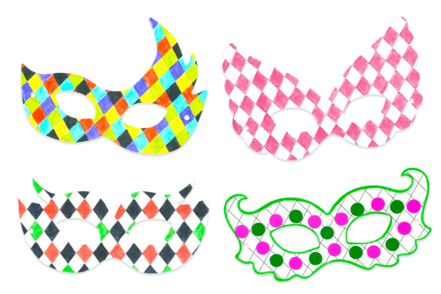 Harlequin Wolf Coloring Masks - 10 Designs - 6 - Creative Masks for Kids - 10doigts.com - Masques créatifs enfants - 10doigts.fr