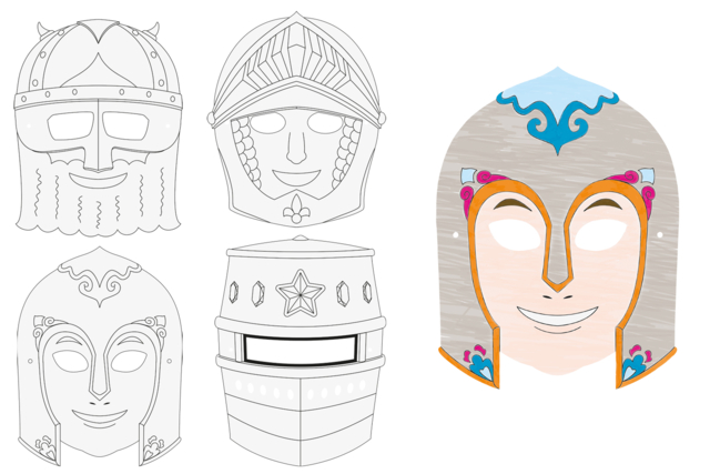 Coloring Masks Knights - 4 Designs - 1 - Creative Masks for Kids - 10doigts.com - Masques créatifs enfants - 10doigts.fr