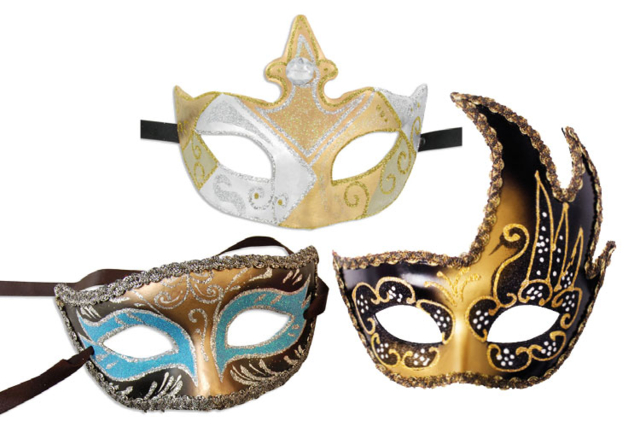 Rigid Venetian Masks - 12 Pieces - 2 - Carnival Masks - 10doigts.com - Masques de Carnaval à décorer, à colorier ou à gratter pour les enfants - 10doigts.fr