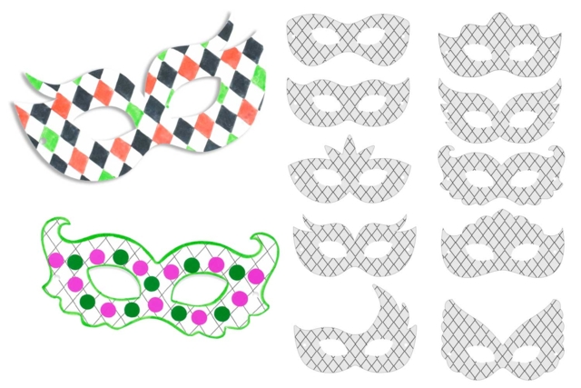 Harlequin Wolf Coloring Masks - 10 Designs - 7 - Creative Masks for Kids - 10doigts.com - Masques créatifs enfants - 10doigts.fr