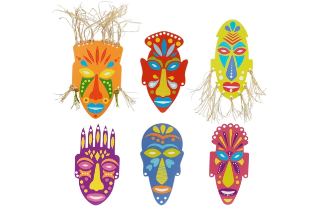 Decorative Masks Inspired by Tribal Art - 6 Assorted Designs - Masques créatifs enfants - 10doigts.fr