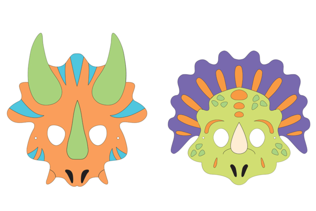 Dinosaur Coloring Masks - 4 Pieces - 2 - Coloring Masks - 10doigts.com - Masques à colorier pour enfants - 10doigts.fr