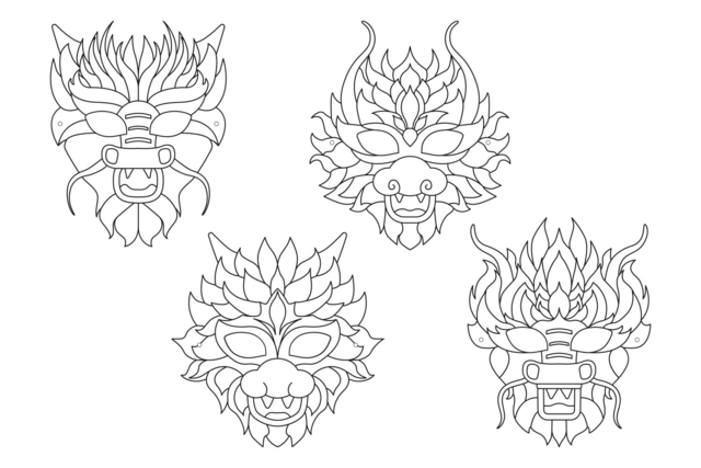 Coloring Masks Dragons - 4 Designs - 4 - Creative Masks for Kids - 10doigts.com - Masques créatifs enfants - 10doigts.fr