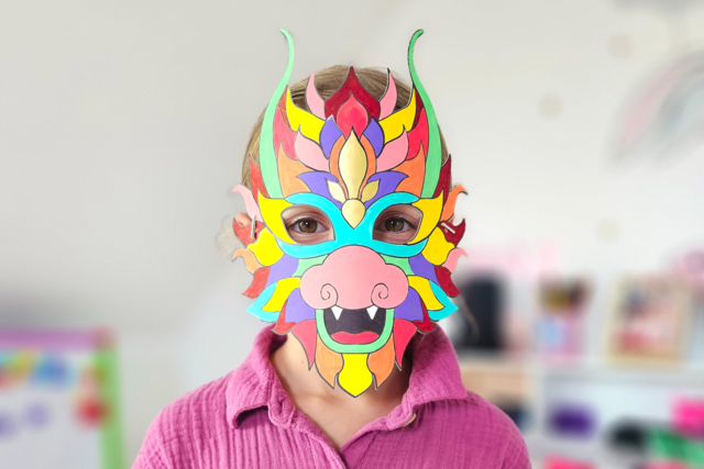 Coloring Masks Dragons - 4 Designs - 3 - Creative Masks for Kids - 10doigts.com - Masques créatifs enfants - 10doigts.fr