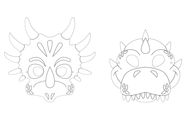 Dinosaur Coloring Masks - 4 Pieces - 4 - Coloring Masks - 10doigts.com - Masques à colorier pour enfants - 10doigts.fr