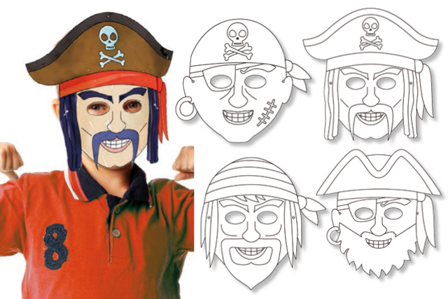 Pirate Coloring Masks - 4 Assorted Designs - 0 - Creative Masks for Kids - 10doigts.com - Masques créatifs enfants - 10doigts.fr