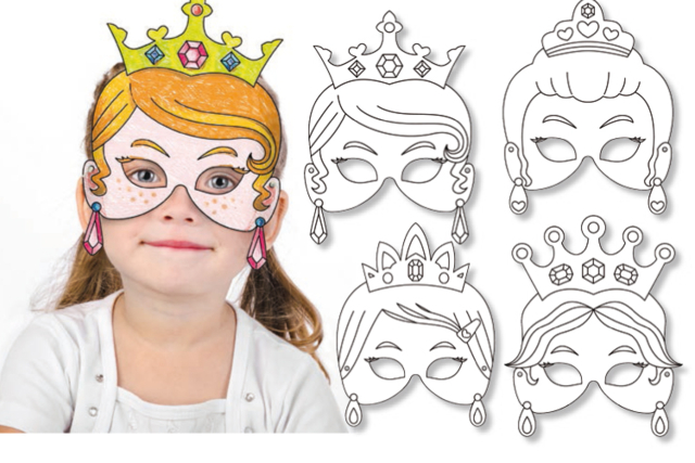 Coloring Masks - Princesses - 4 Designs - 0 - Creative Masks for Kids - 10doigts.com - Masques créatifs enfants - 10doigts.fr