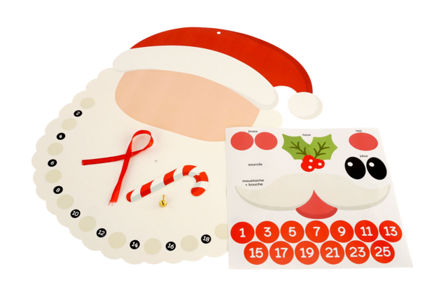 material Calendario de Adviento Papá Noel en cartón resistente - Calendriers de l'Avent à décorer - 10doigts.fr