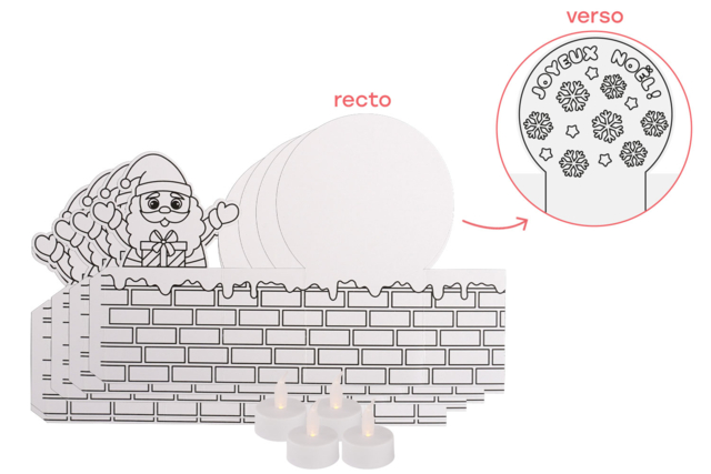 material de chimenea para colorear - Photophores de Noël à décorer - 10doigts.fr