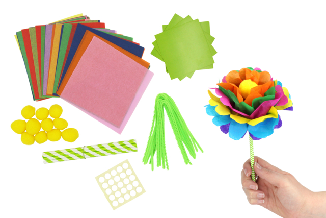 Tissue Paper Flower Kit - 12 Pieces - 2 - Ready-to-use Kits - 10doigts.com - Kits clés en main - 10doigts.fr