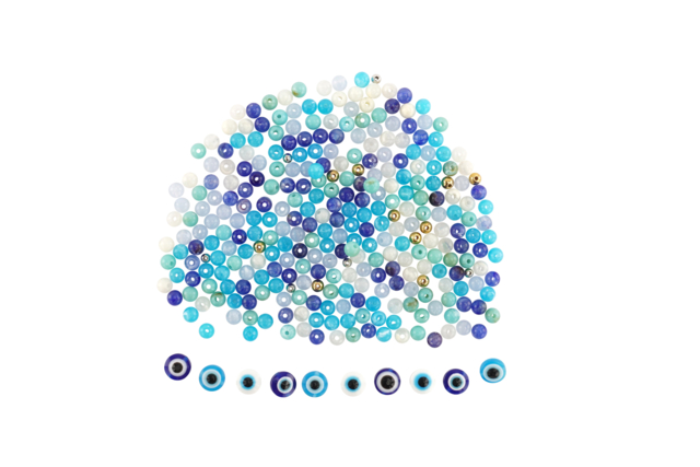 material Kit pulseras ojo de la suerte - 10 unidades - Kits Bijoux - 10doigts.fr