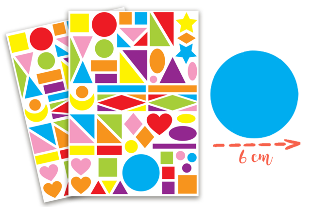 Giant Geometric Stickers - 130 pcs - 0 - Giant Stickers - 10doigts.com - Gommettes géantes pour bébé et enfants - 10doigts.fr