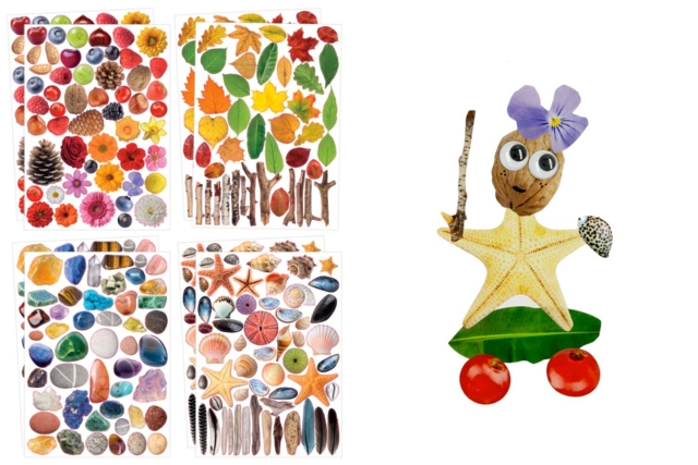 Nature Sticker Character Creation Kit - 1 - Flower, Fruit, and Vegetable Stickers - 10doigts.com - Gommettes Fleurs, Fruits et Légumes - 10doigts.fr