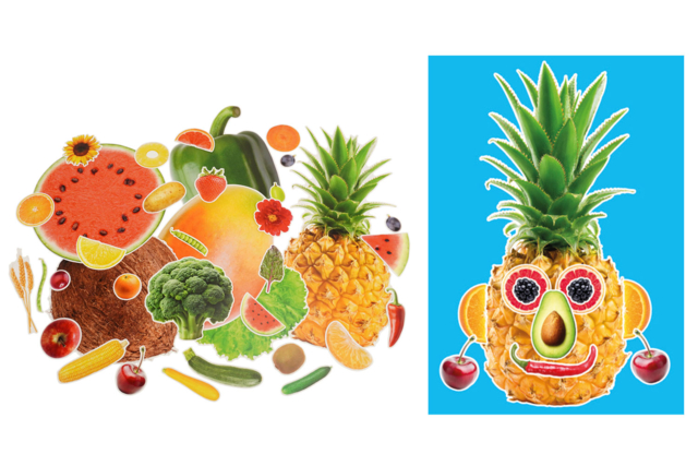 Mega set de frutas y verduras realistas en cartón fuerte - 150 formas - Kits éducatifs : le plaisir d'apprendre par la manipulation - 10doigts.fr