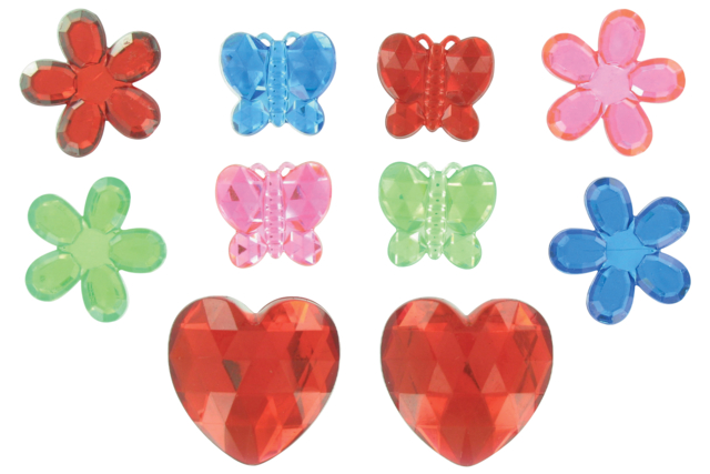 Mega Rhinestones Flowers, Butterflies, and Hearts - 18 pcs - 1 - Rhinestones - 10doigts.com - Strass : apportez de l'éclat à toutes vos créations - 10doigts.fr