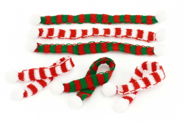 Mini Knitted Scarves - 6 Pieces - 1 - Small Christmas Decorations - 10doigts.com - Petites décorations de Noël - 10doigts.fr