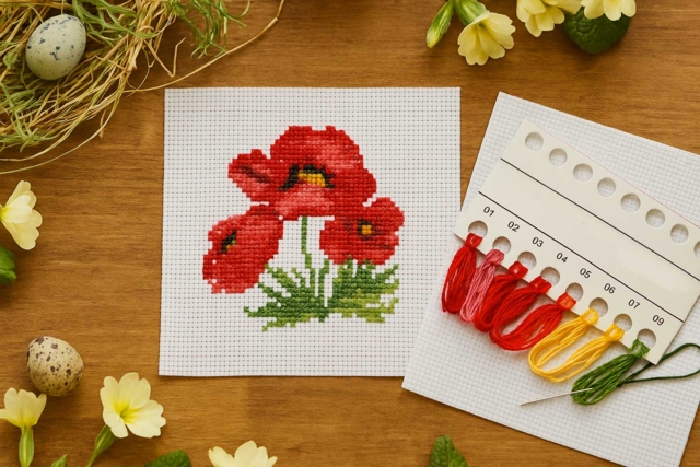 Cross-Stitch Kit: Poppies - 2 - Sewing Kits - 10doigts.com - Kits Mercerie - 10doigts.fr