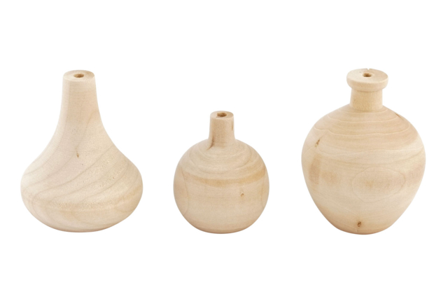 Mini Wooden Vases - 3 Pieces - 1 - Wooden Objects for the Home - 10doigts.com - Objets en bois à décorer pour la maison - 10doigts.fr