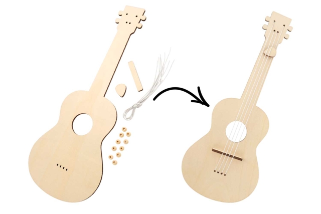 Decorative Wooden Guitar with Elastic - 3 - Wooden Games and Toys - 10doigts.com - Jeux et Jouets en bois à décorer - 10doigts.fr
