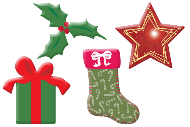 Decorated Wooden Christmas Shapes - 8 Pieces - 1 - Painted Wooden Decor - 10doigts.com - Déco en bois peint - 10doigts.fr