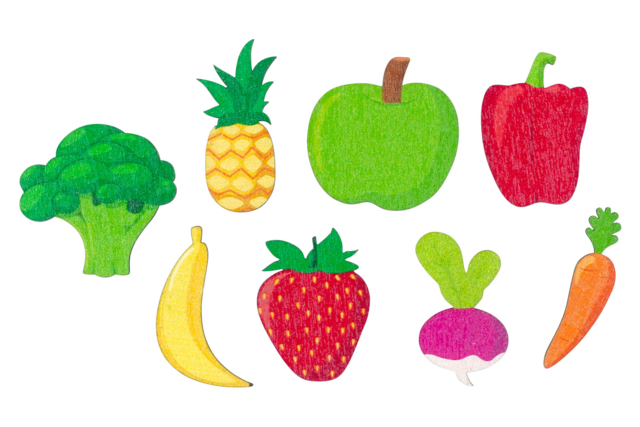 Decorated Wooden Fruit and Vegetable Shapes - 8 Pieces - 1 - Painted Wooden Decor - 10doigts.com - Déco en bois peint - 10doigts.fr