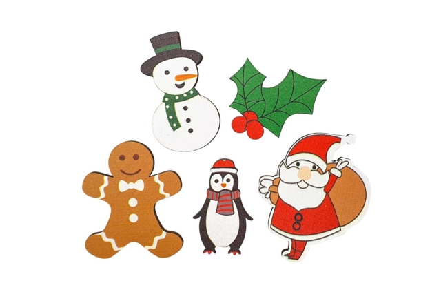 Wooden Christmas Character Shapes - 10 Pieces - 2 - Small Christmas Decorations - 10doigts.com - Petites décorations de Noël - 10doigts.fr