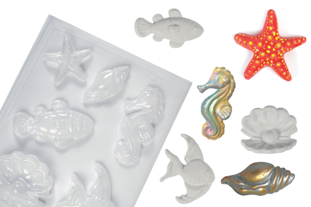 Thermoformed Mold - Ocean Theme - 1 - Molds for plaster, soap, concrete ... - 10doigts.com - Moules pour plâtre, savon, béton ... - 10doigts.fr