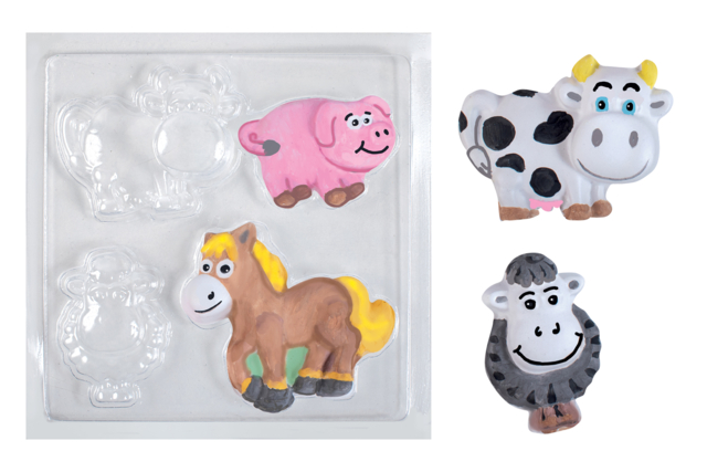 molde de yeso animales de la granja - Moules pour plâtre, savon, béton ... - 10doigts.fr