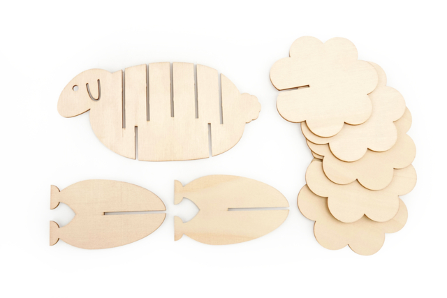 Sheep 5 Coasters - 4 - Wooden Objects for the Kitchen - 10doigts.com - Objets en bois à décorer pour la cuisine - 10doigts.fr