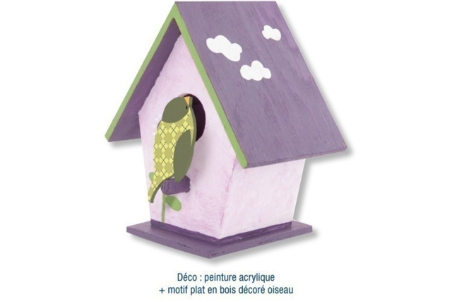 Wooden Birdhouse - 9.5 cm - 4 - Wooden Birdhouses and Feeders - 10doigts.com - Nichoirs, mangeoires et refuges en bois à décorer - 10doigts.fr