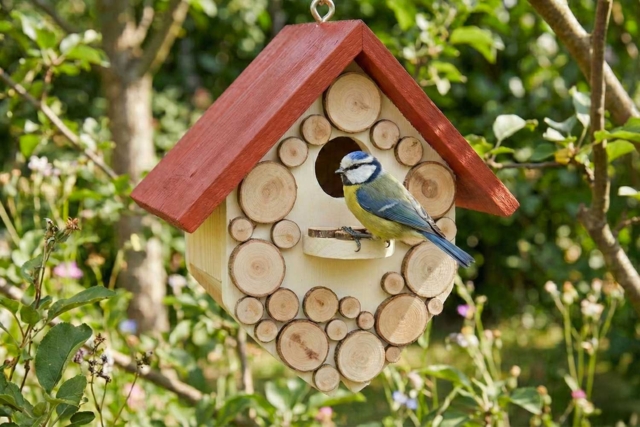 Raw Wood Birdhouse to Decorate - 15 cm - 2 - Wooden Birdhouses and Feeders - 10doigts.com - Nichoirs, mangeoires et refuges en bois à décorer - 10doigts.fr