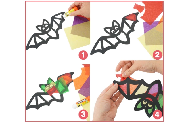 Kit de 6 decoraciones de Halloween - Efecto vidriera - Kits créatifs Halloween - 10doigts.fr