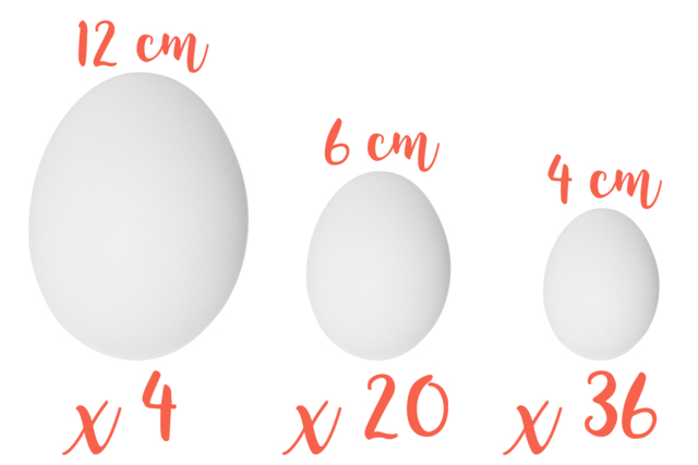 Maxi Pack Styrofoam Eggs - 60 pcs - 2 - Party Shapes - Styrofoam - 10doigts.com - Formes de fêtes - Polystyrène - 10doigts.fr