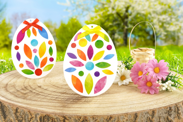 Huevos de Pascua y gomets floreadas - Supports de Pâques à décorer - 10doigts.fr