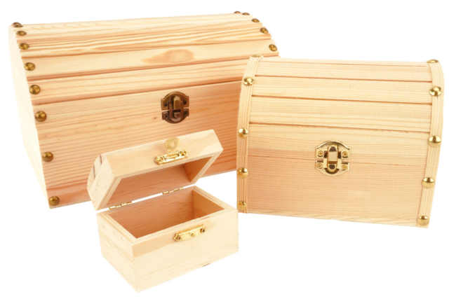 Wooden Pirate Chests - 1 - Wooden Boxes - 10doigts.com - Boîtes en bois à décorer - 10doigts.fr