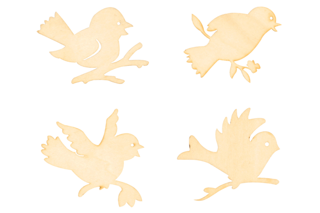 Assorted Natural Wood Birds - 8 Pieces - 2 - Raw Wood Decor - 10doigts.com - Décorations en bois brut : tranches et bois naturel déco - 10doigts.fr
