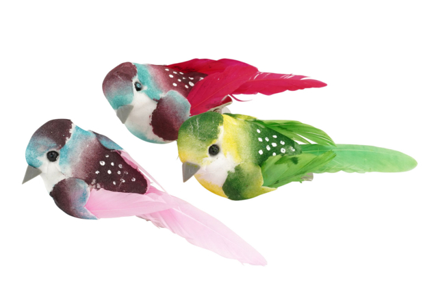 Colored Birds on Clip - 3 Pieces - 1 - Stick-on Decorations - 10doigts.com - Décorations à coller - 10doigts.fr
