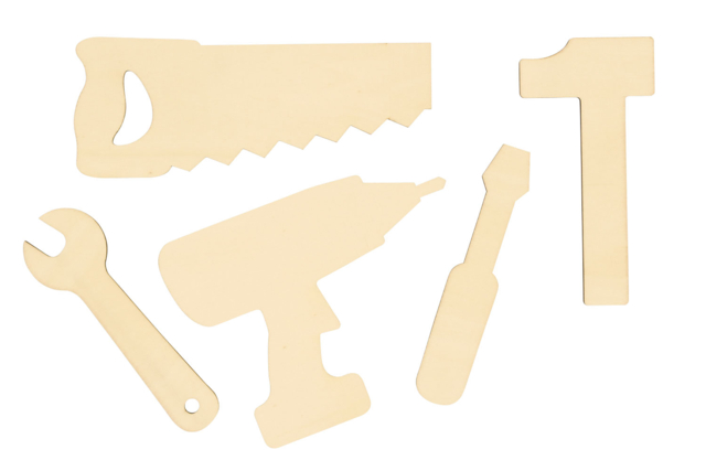 Wooden Tool Shapes for Decorating - 5 Pieces - 1 - Wooden Shapes - 10doigts.com - Formes en bois à décorer - 10doigts.fr