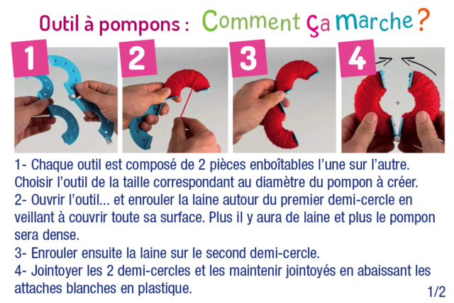 Herramientas para fabricar pompones - Outils à pompons et tricotins : l'art du fil à la portée de tous - 10doigts.fr