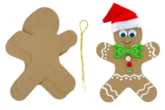 Wooden Gingerbread Men - 6 Pieces - 2 - Christmas Wooden Objects - 10doigts.com - Décorations de Noël en bois - 10doigts.fr