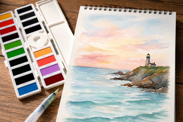 paleta de acuarelas El surtido Floral - Couleurs aquarelle - 10doigts.fr
