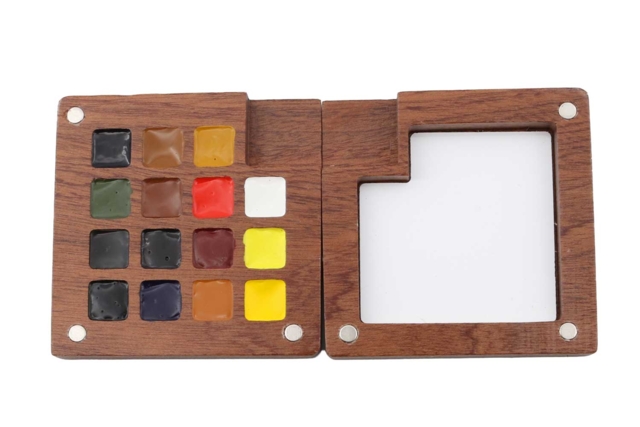 Paleta de acuarela nómada de madera - Couleurs aquarelle - 10doigts.fr