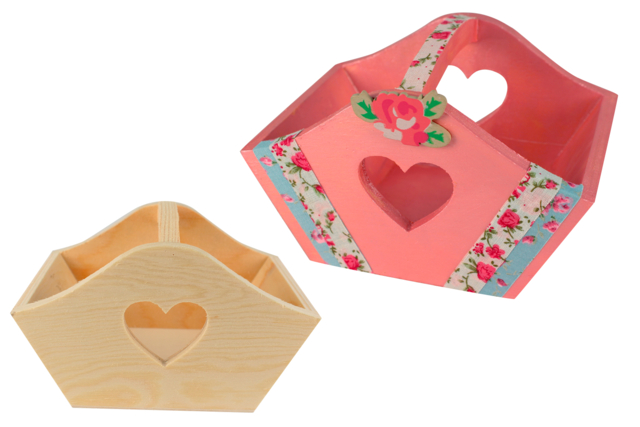 Wooden Heart Cut-Out Basket - 4 - Wooden Baskets - 10doigts.com - Paniers en bois à décorer - 10doigts.fr