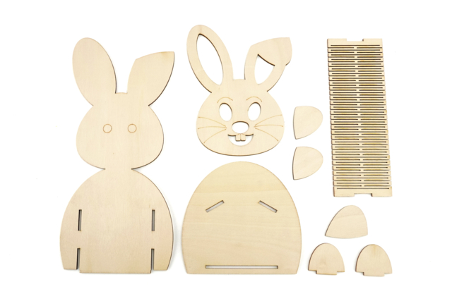Easter Bunny and Wooden Basket - 2 - Easter Decor Supports - 10doigts.com - Supports de Pâques à décorer - 10doigts.fr