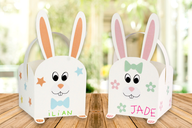 Bunny Basket Kit + Stickers - 4 pcs - 1 - Cardboard Boxes and Baskets - 10doigts.com - Boîtes et corbeilles en carton - 10doigts.fr