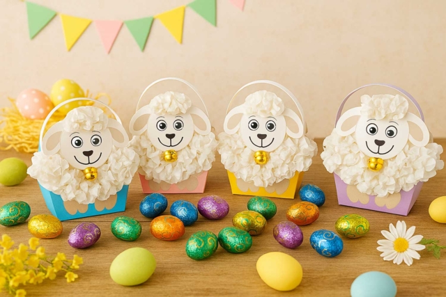 CESTA OVEJA EN PAPEL - Paniers de Pâques - 10doigts.fr