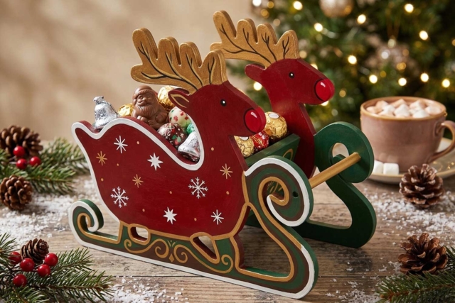 panier renne en bois - Décorations de Noël en bois - 10doigts.fr