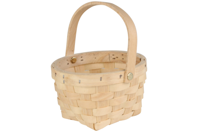 Round Basket Made from Braided Wood Chips - 0 - Wooden Baskets - 10doigts.com - Paniers en bois à décorer - 10doigts.fr